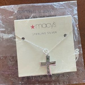 Macy’s brand sterling silver, abalone cross